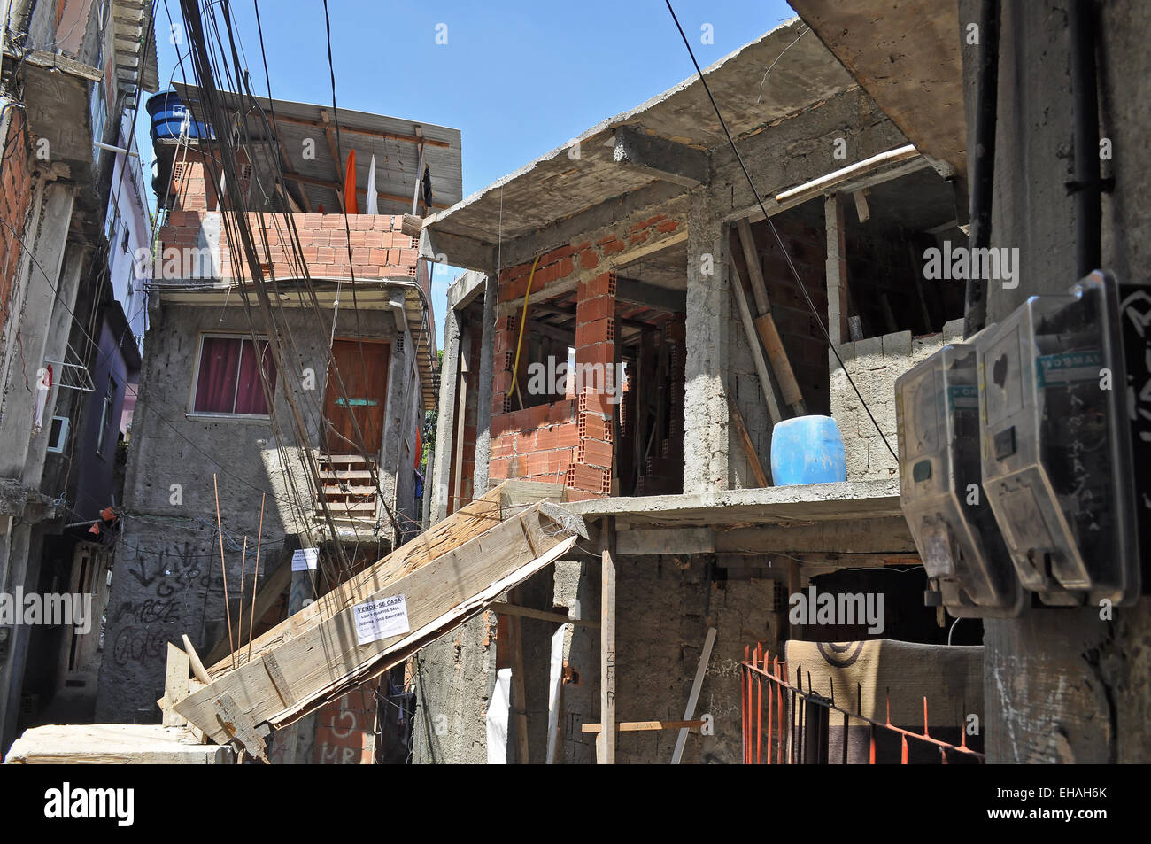 Case di favela a Rio de Janeiro. Il Brasile Foto Stock