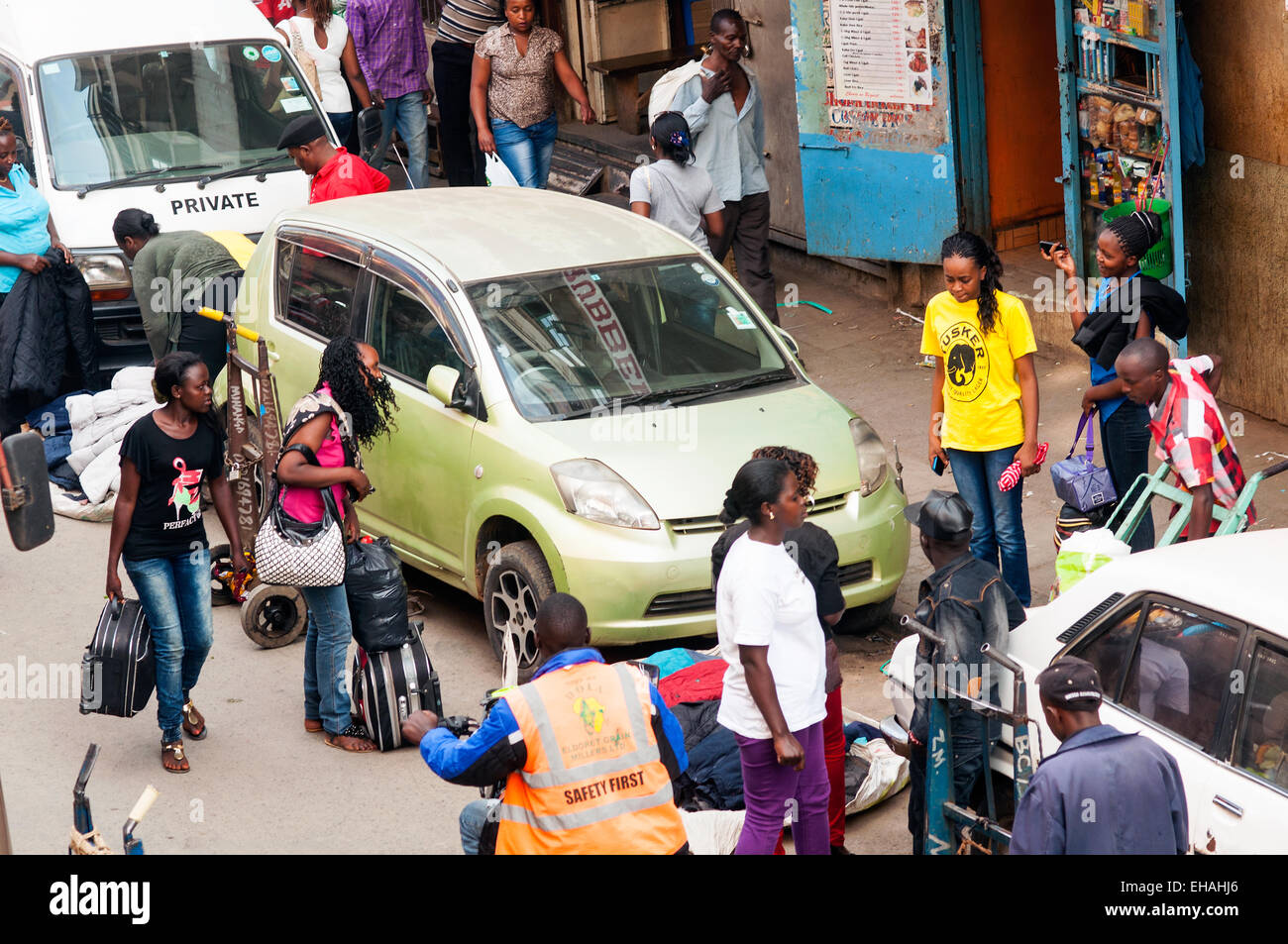 Vista aerea di Dubois Street, nel centro di Nairobi, in Kenya Foto Stock