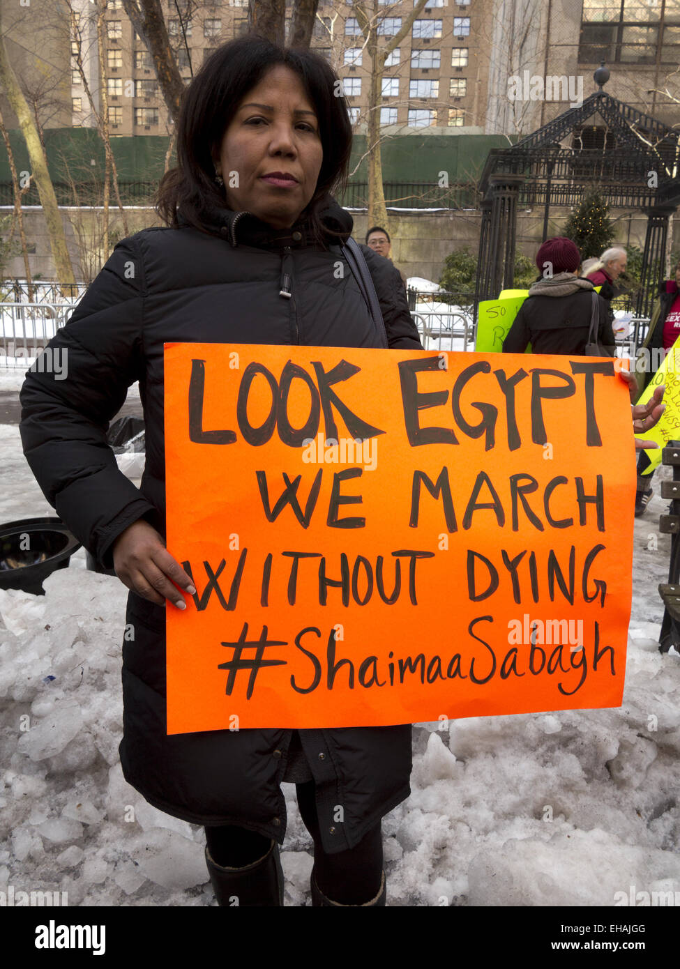 La Giornata internazionale della donna marzo per la parità tra i sessi e dei diritti delle donne, NYC, 8 marzo 2015. Foto Stock