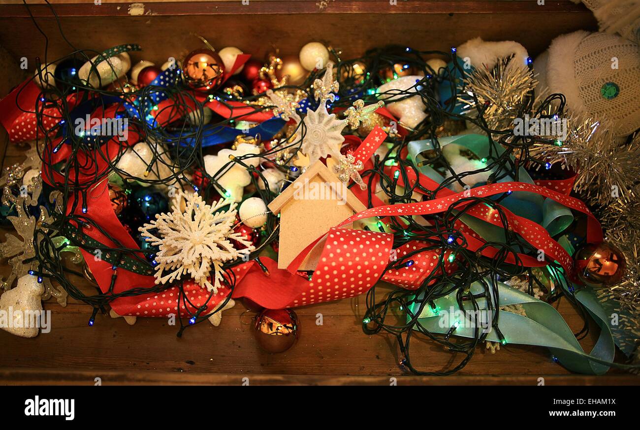 Decorazioni natale regali di Natale sfondo Foto Stock