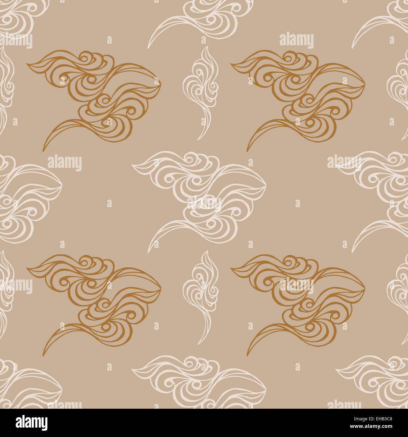 Disegnato a mano tracery onda sfondo grigio, seamless pattern. Immagine raster. Foto Stock