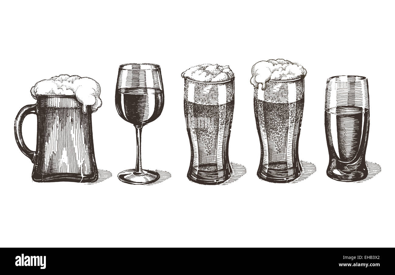 Vettore di bevande logo design modello. bicchieri o bere alcool icona. Foto Stock