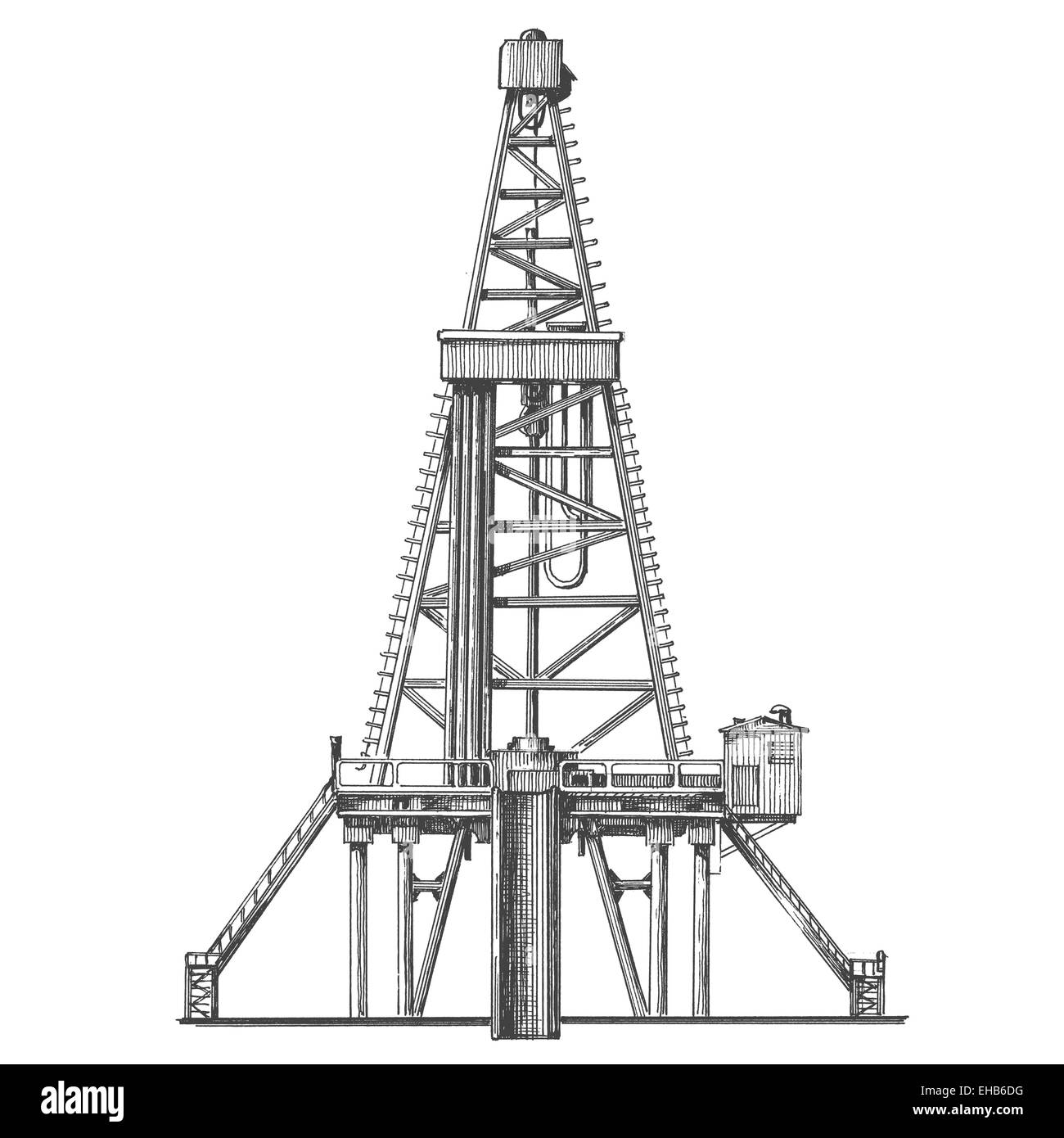 Oil Rig vector logo design modello. petrolio o icona del settore. Foto Stock