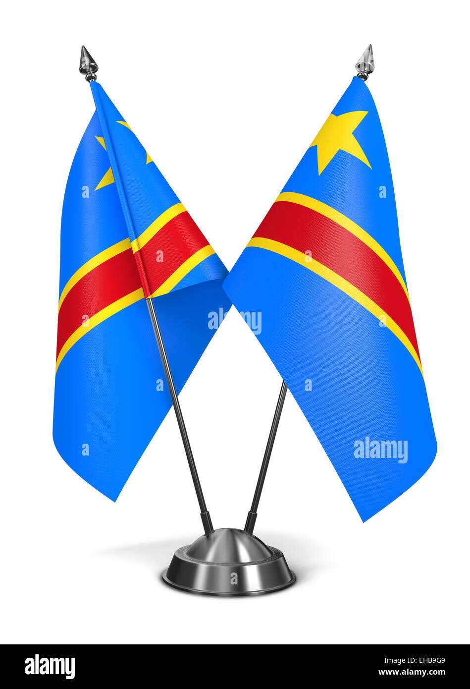 Repubblica democratica del Congo - Bandiere in miniatura isolati su sfondo bianco. Foto Stock