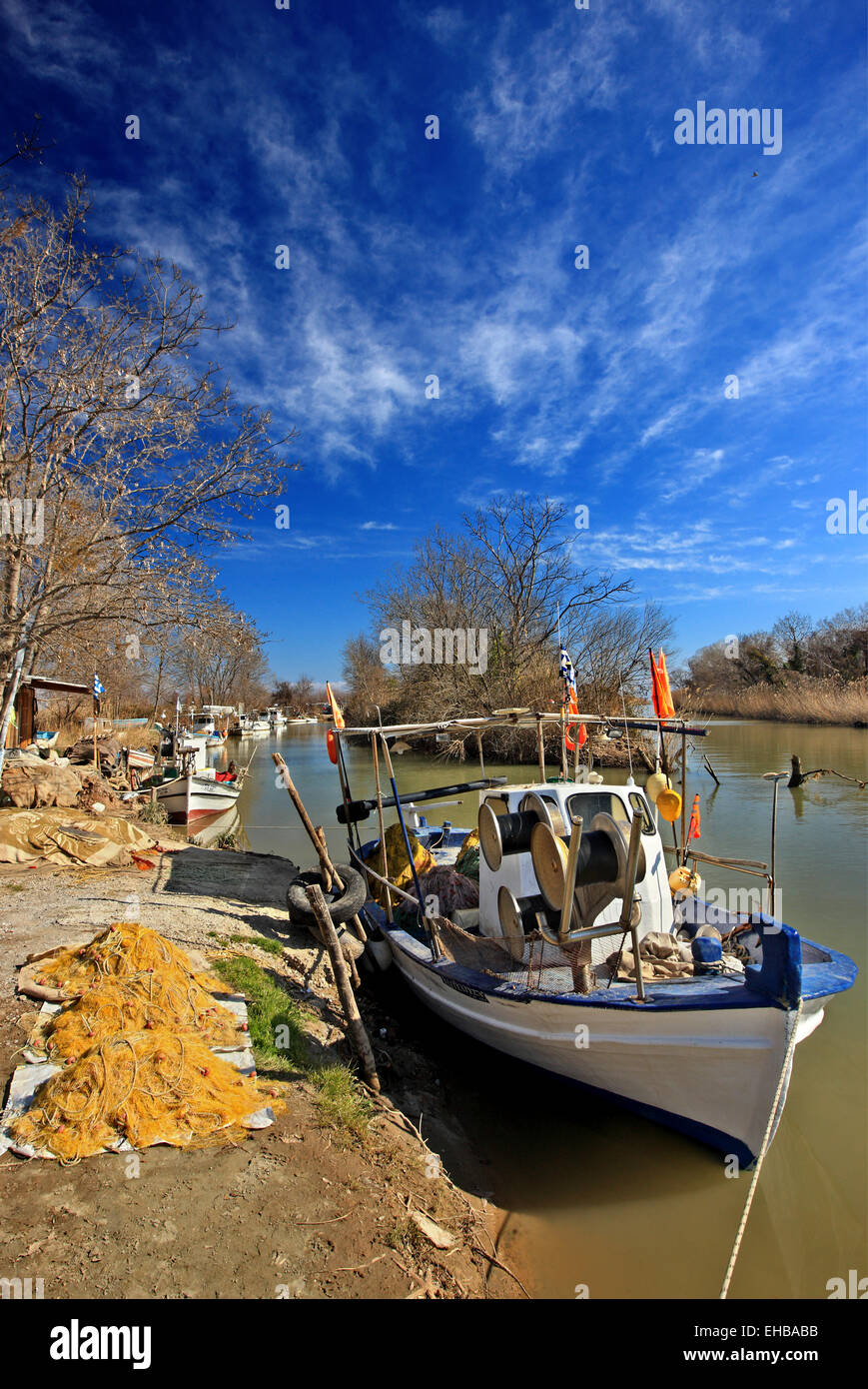 Al Delta di Pineios ("Peneus') river, Larissa, Tessaglia, Grecia. Foto Stock