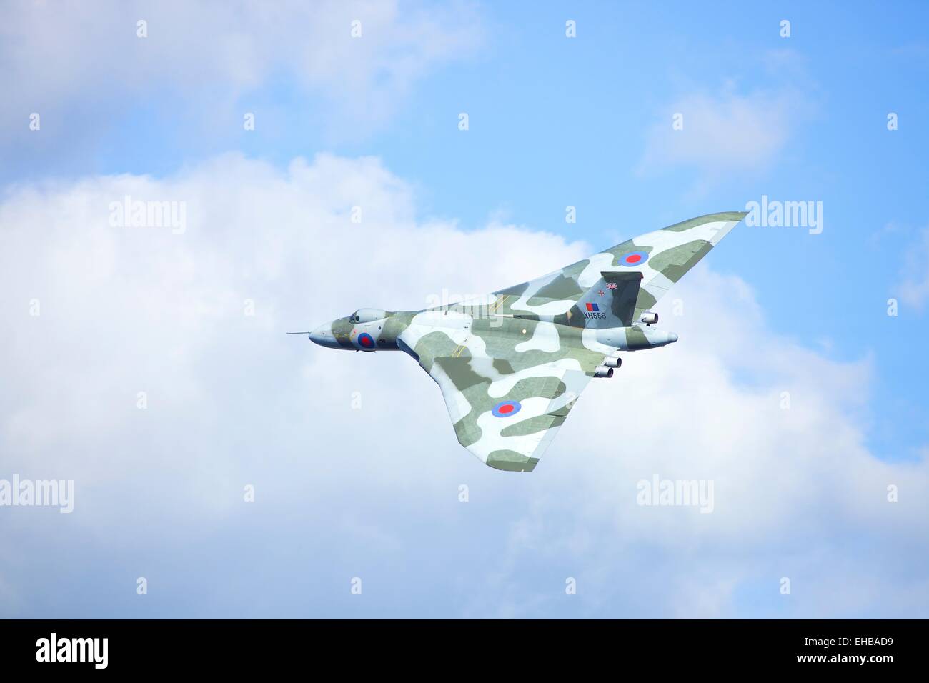 Avro Vulcan Bomber xh558 lo spirito della Gran Bretagna, volare a Windermere Air Show 2011, Cumbria, Regno Unito. Foto Stock