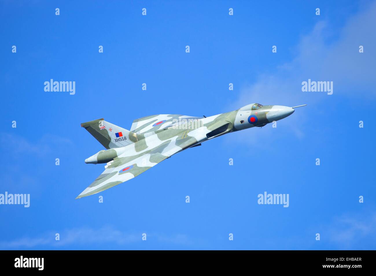 Avro Vulcan Bomber xh558 lo spirito della Gran Bretagna, volare a Windermere Air Show 2011, Cumbria, Regno Unito. Foto Stock