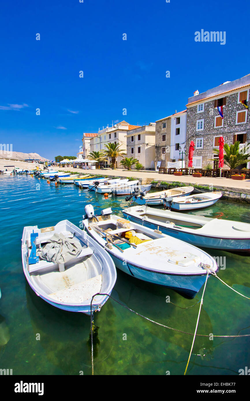 Vista estiva della citta di Pag Foto Stock