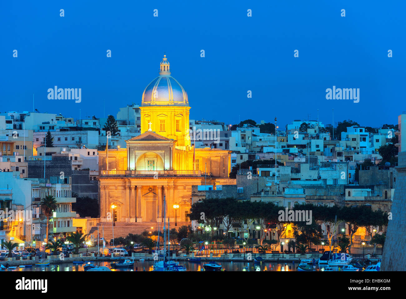 L' Europa mediterranea, Malta, Le Tre Città, Vittoriosa, San Giuseppe chiesa in Kalkara creek Foto Stock
