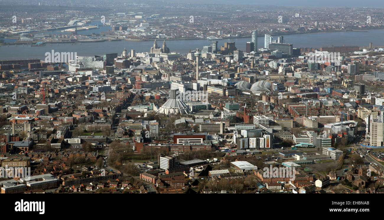 Vista aerea della Skyline di Liverpool, Regno Unito Foto Stock
