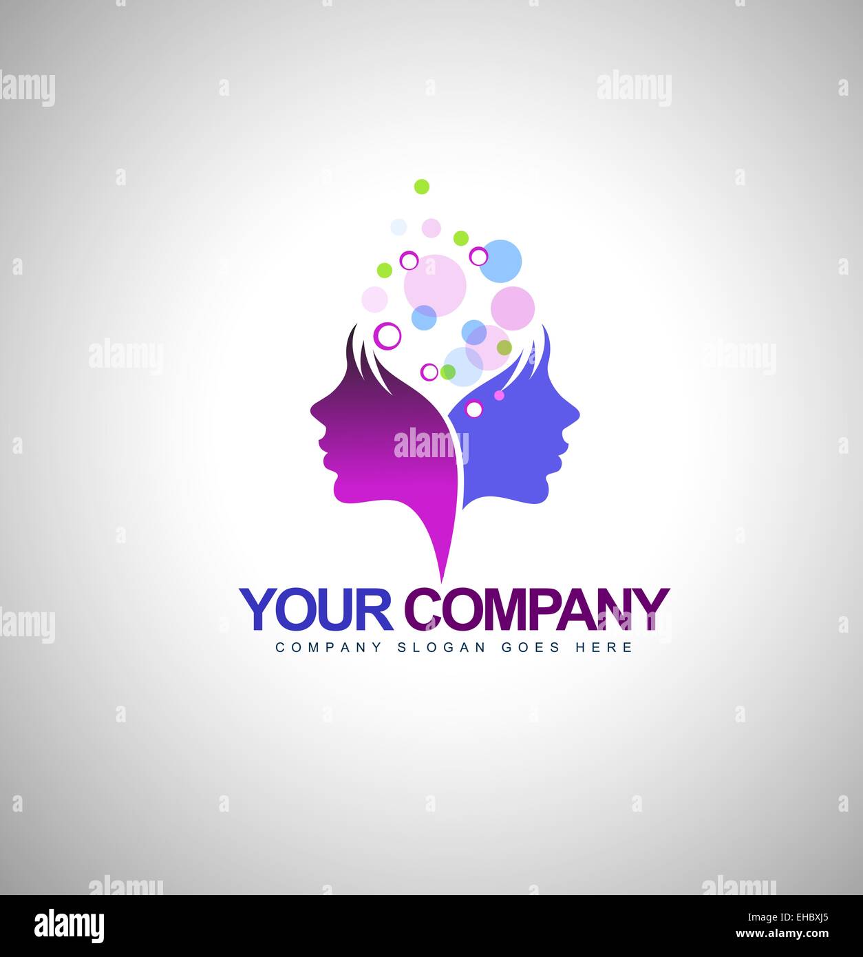 Bellezza viso femminile Logo Design.salone estetico logo design. Creative donna faccia vettore. Parrucchiere Logo. Foto Stock