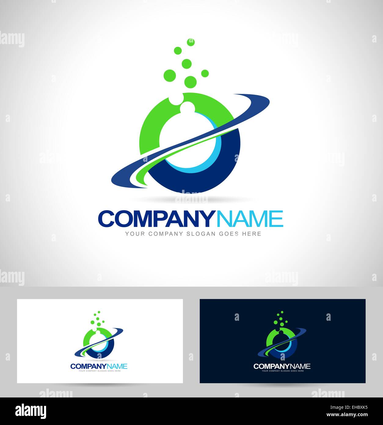 Cerchio Logo Design con oscillante blu e verde sono i colori. Creative lettera O Logo. Foto Stock
