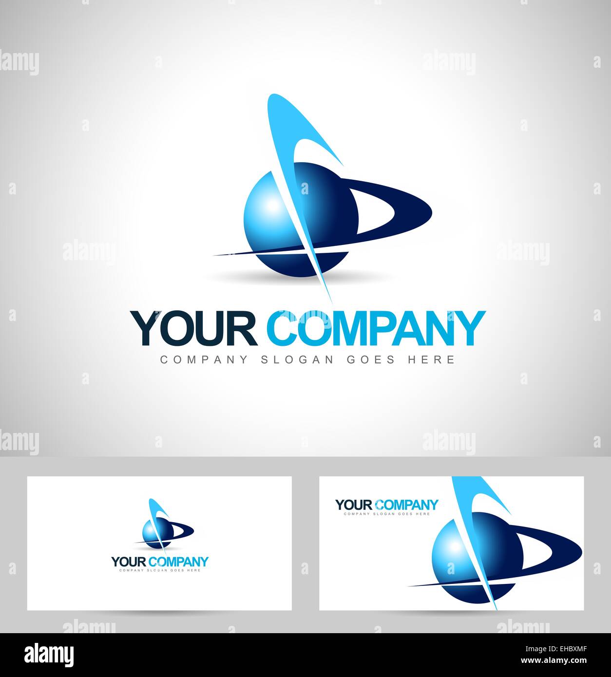 Business logo aziendale. Creative icona Vettore con sfera rossa e swashes Foto Stock