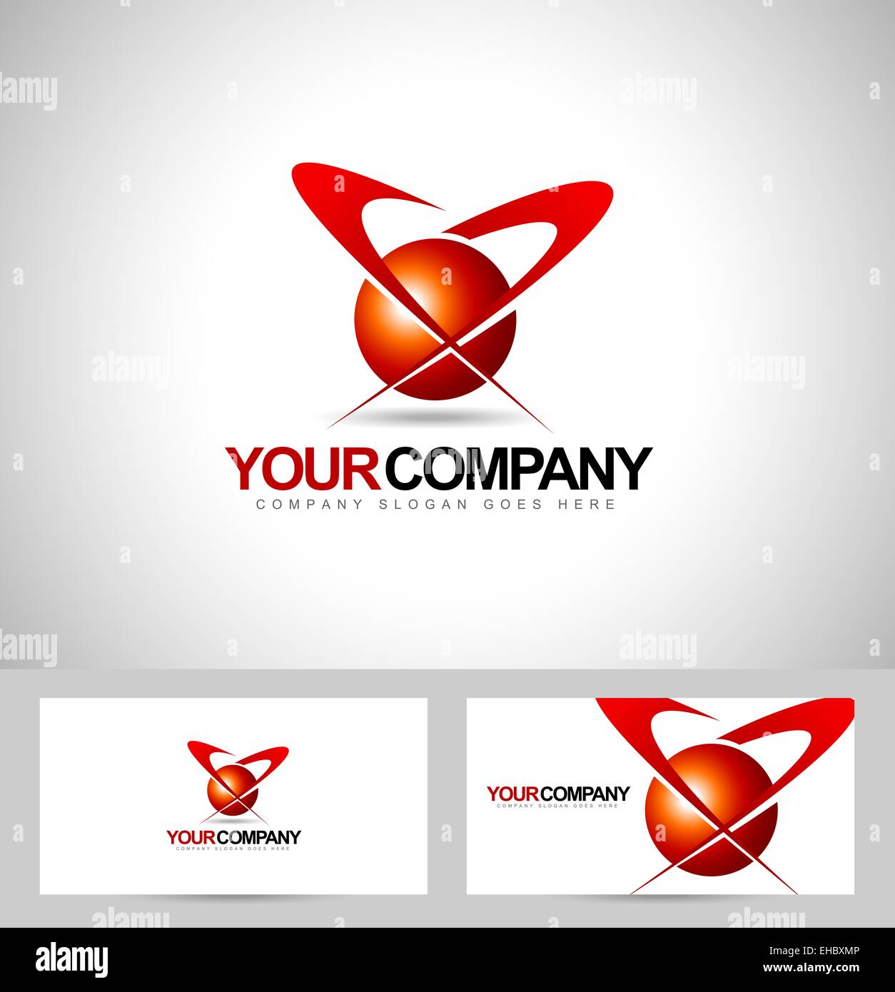 Business corporate design logo vettore. Sfera blu con swashes logo creativo Foto Stock