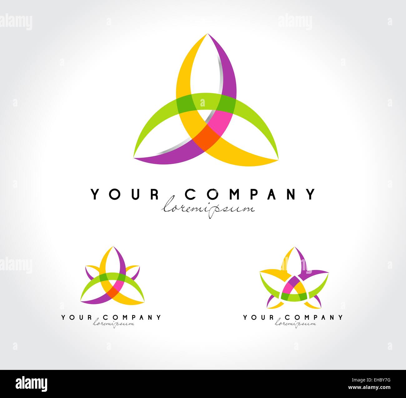 Abstract logo floreale. Vettore di Creative lotus flower design icona con petali colorati. Foto Stock