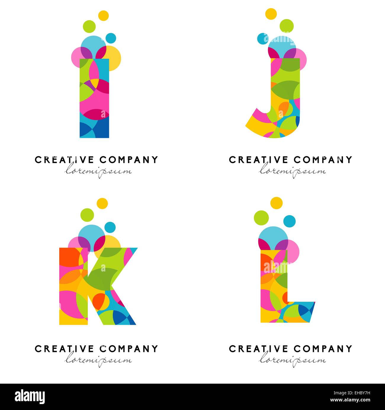 Alfabeto creativo lettere Logo. Lettere di vettore. Alfabeto colorato lettere. Foto Stock