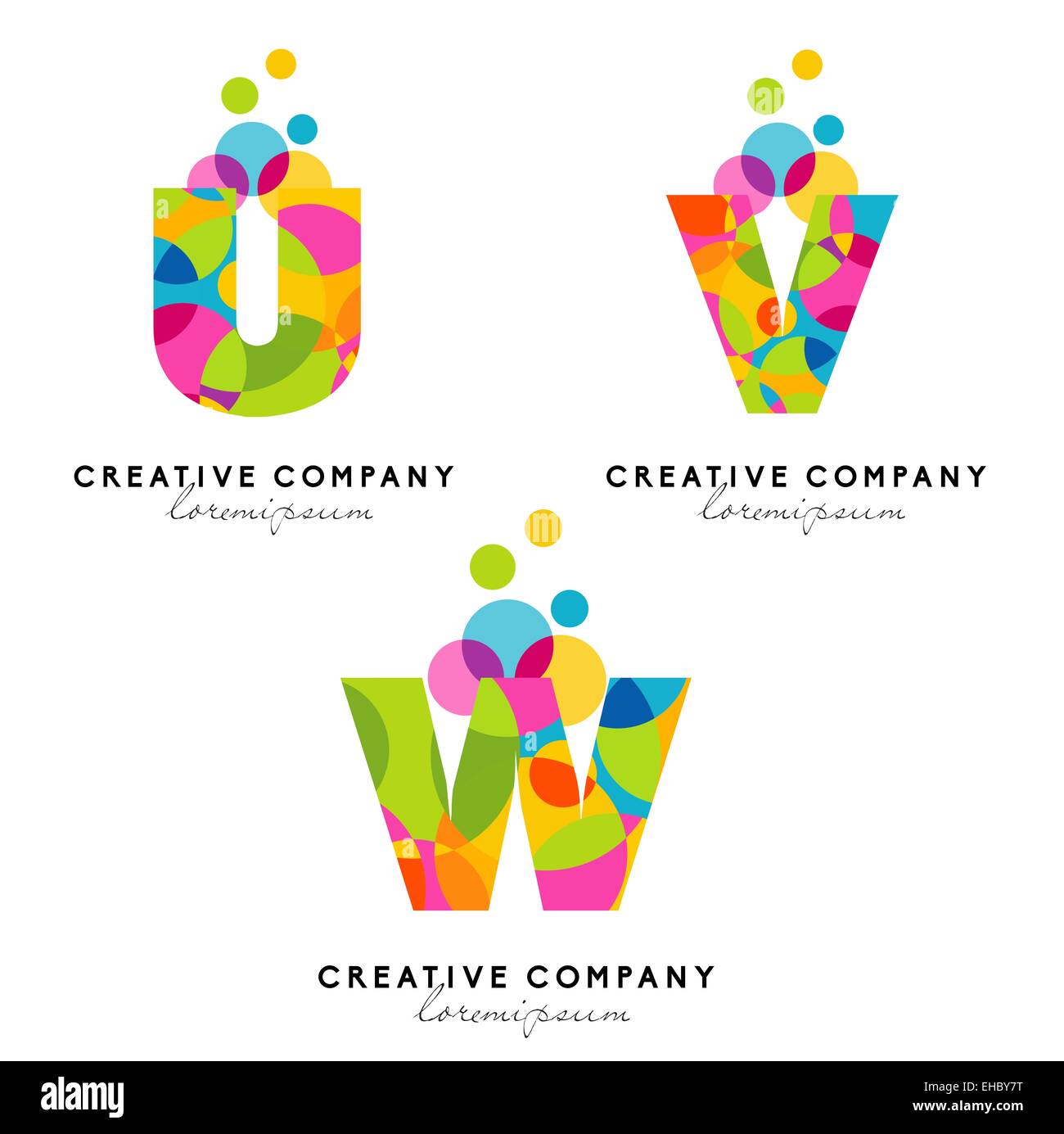 Alfabeto creativo lettere Logo. Lettere di vettore. Alfabeto colorato lettere. Foto Stock