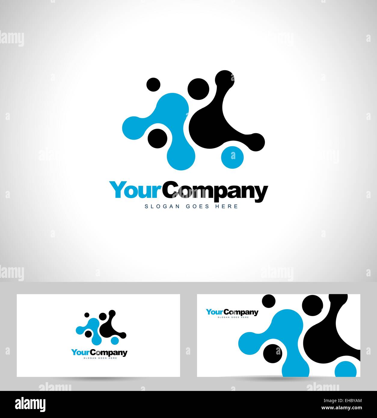 Punti Blu vettore. Abstract business company con puntini blu e business card template Foto Stock