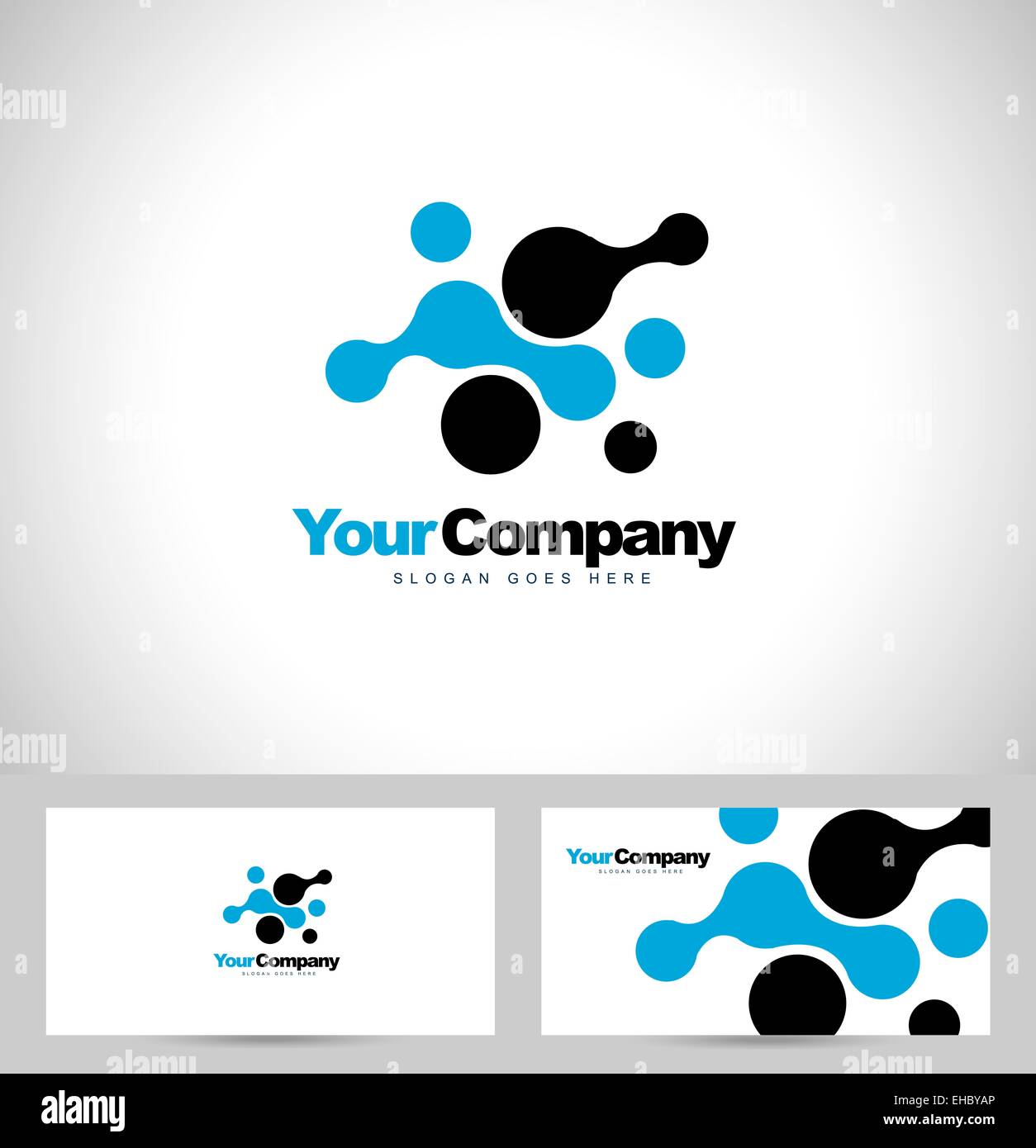 Punti Blu vettore. Abstract business company con puntini blu e business card template Foto Stock