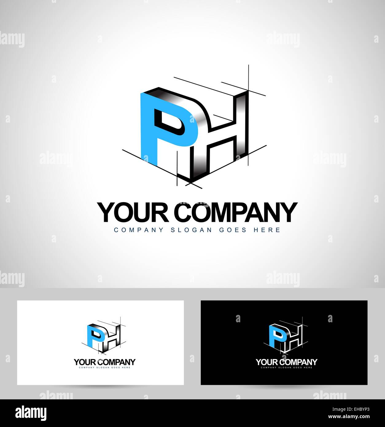Ph lettere Logo Design. Creative PH lettere Icona con business card modello. Foto Stock