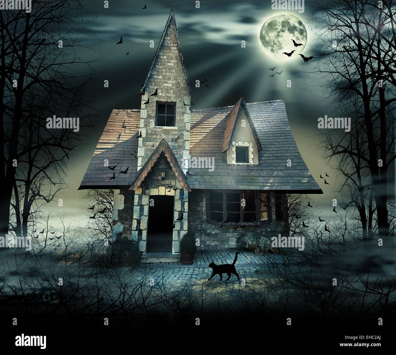 Haunted House con dark inquietante atmosfera horror Foto Stock