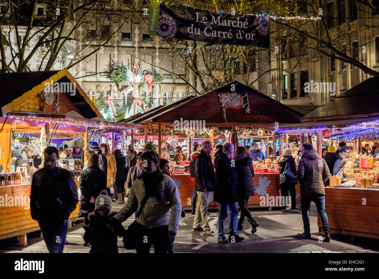 "Le marché du Carré d'Or " mercato di Natale, Strasburgo, Alsazia, Francia Europa Foto Stock
