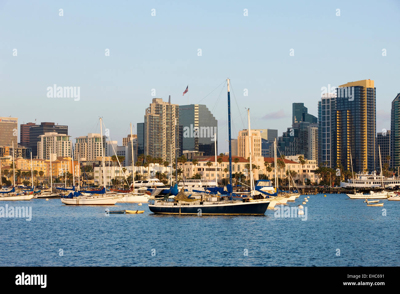 EMBARCADERO skyline del centro cittadino di San Diego California USA Foto Stock