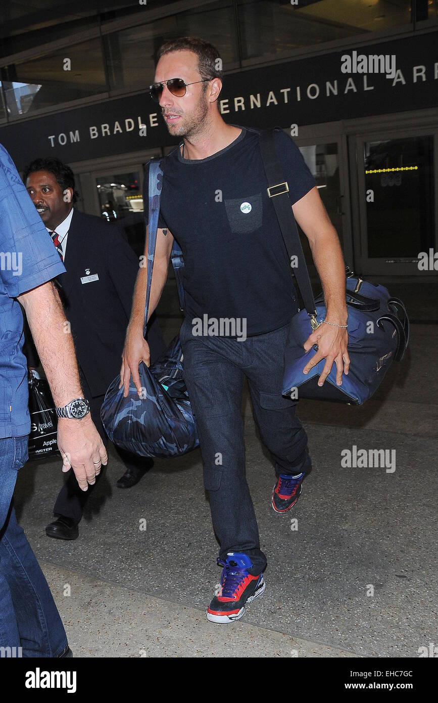 I COLDPLAY frontman Chris Martin arriva all'Aeroporto Internazionale di Los Angeles (LAX) dotata di: Chris Martin dove: Los Angeles, California, Stati Uniti quando: 06 Set 2014 Foto Stock