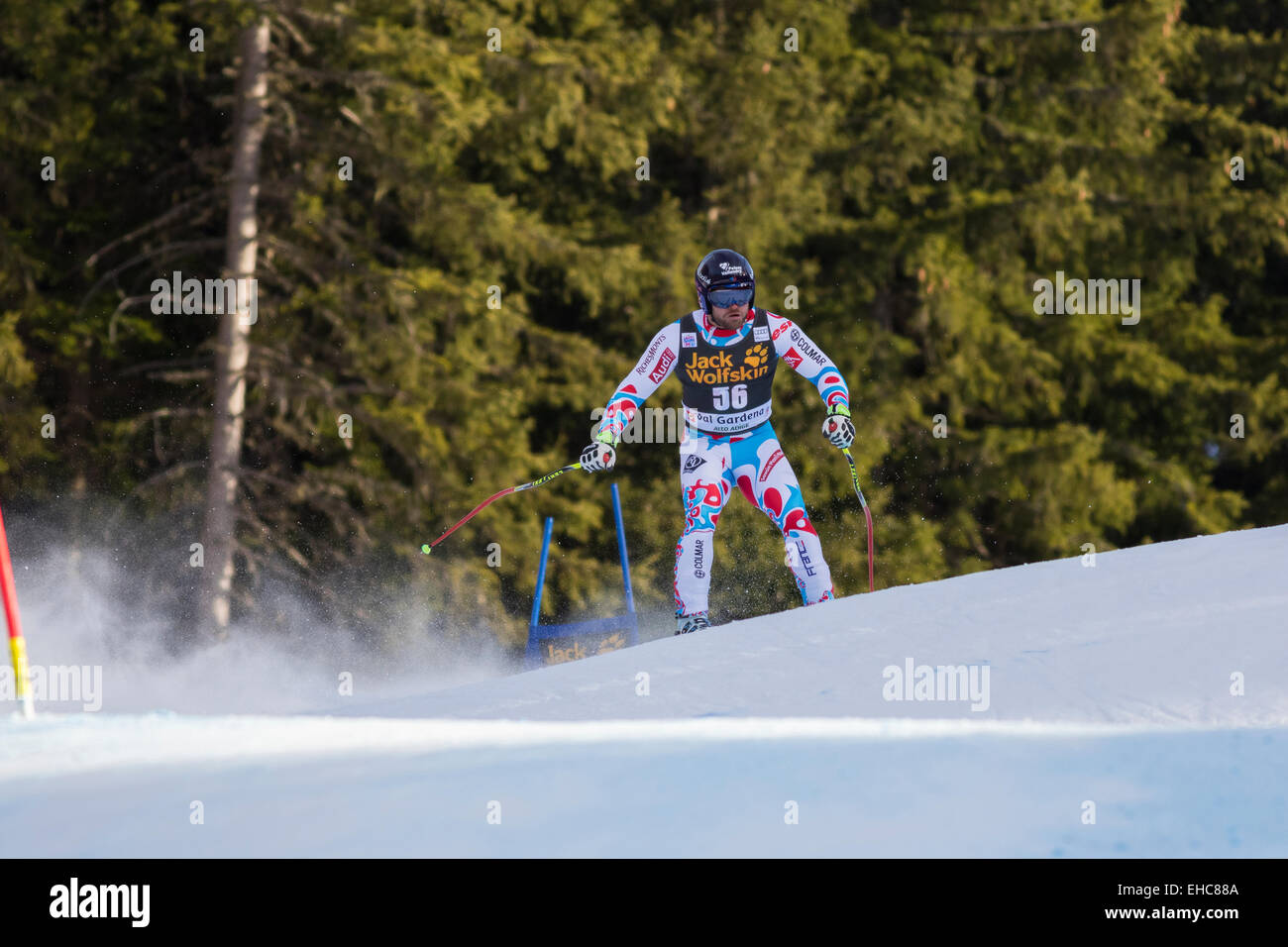 La Val Gardena, Italia il 20 dicembre 2014. David POISSON (Fra) a competere in Audi FIS Coppa del Mondo di Sci Alpino Super-G gara Foto Stock