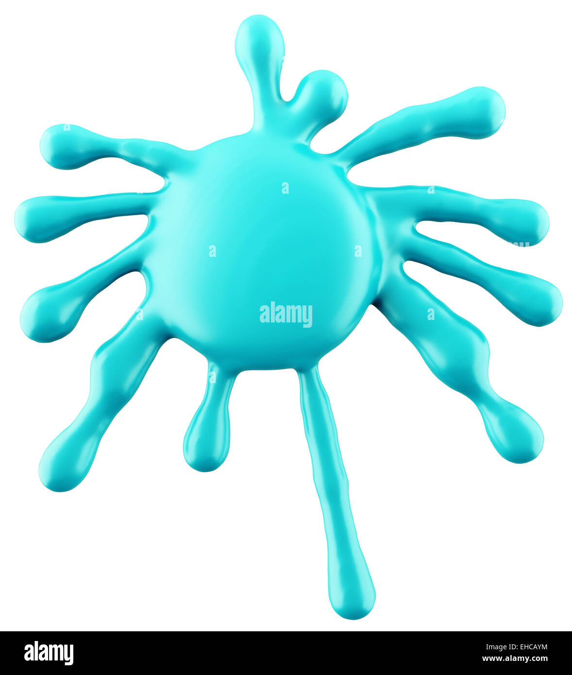 Spruzzi di vernice blu o inchiostro isolato su bianco. Risoluzione di grandi dimensioni Foto Stock