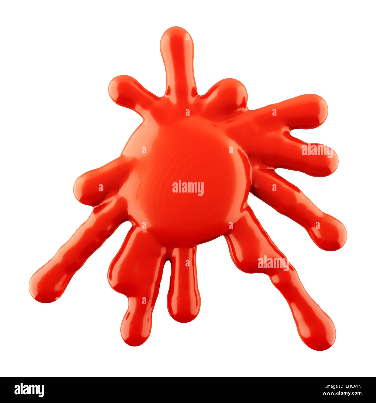 Schizzi di liquido rosso e vernice isolato di inchiostro sul bianco. Risoluzione di grandi dimensioni Foto Stock