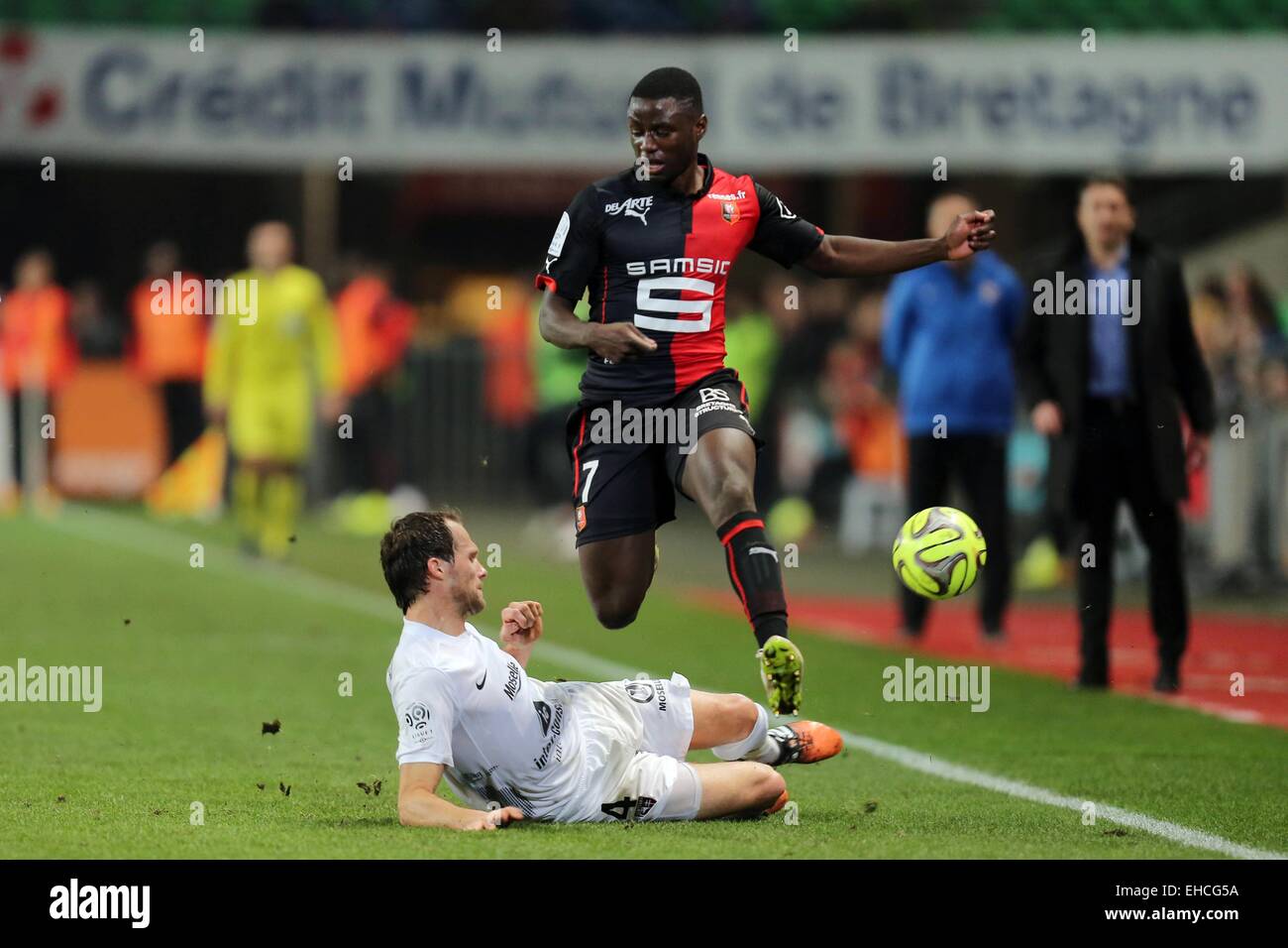 Paolo Georges NTEP/Sylvain MARCHAL - 07.03.2015 - Rennes/Metz - 28eme journee de Ligue 1 .Photo : Vincent Michel/Icona Sport. *** Caption locale Foto Stock