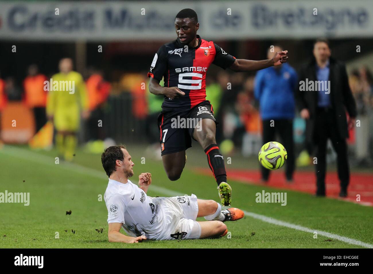 Paolo Georges NTEP/Sylvain MARCHAL - 07.03.2015 - Rennes/Metz - 28eme journee de Ligue 1 .Photo : Vincent Michel/Icona Sport Foto Stock