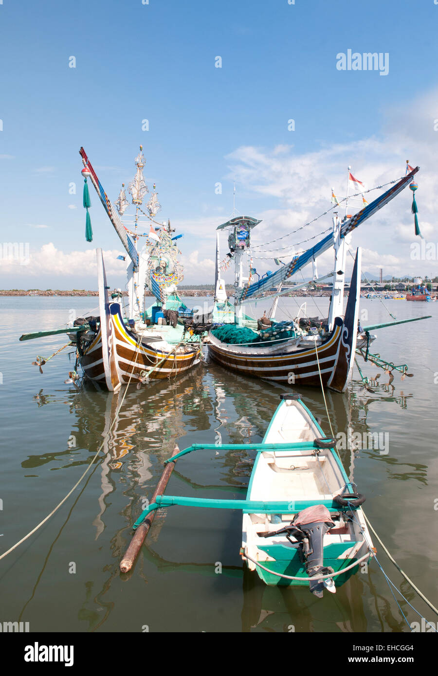 Tradizionali barche da pesca a Bali Foto Stock
