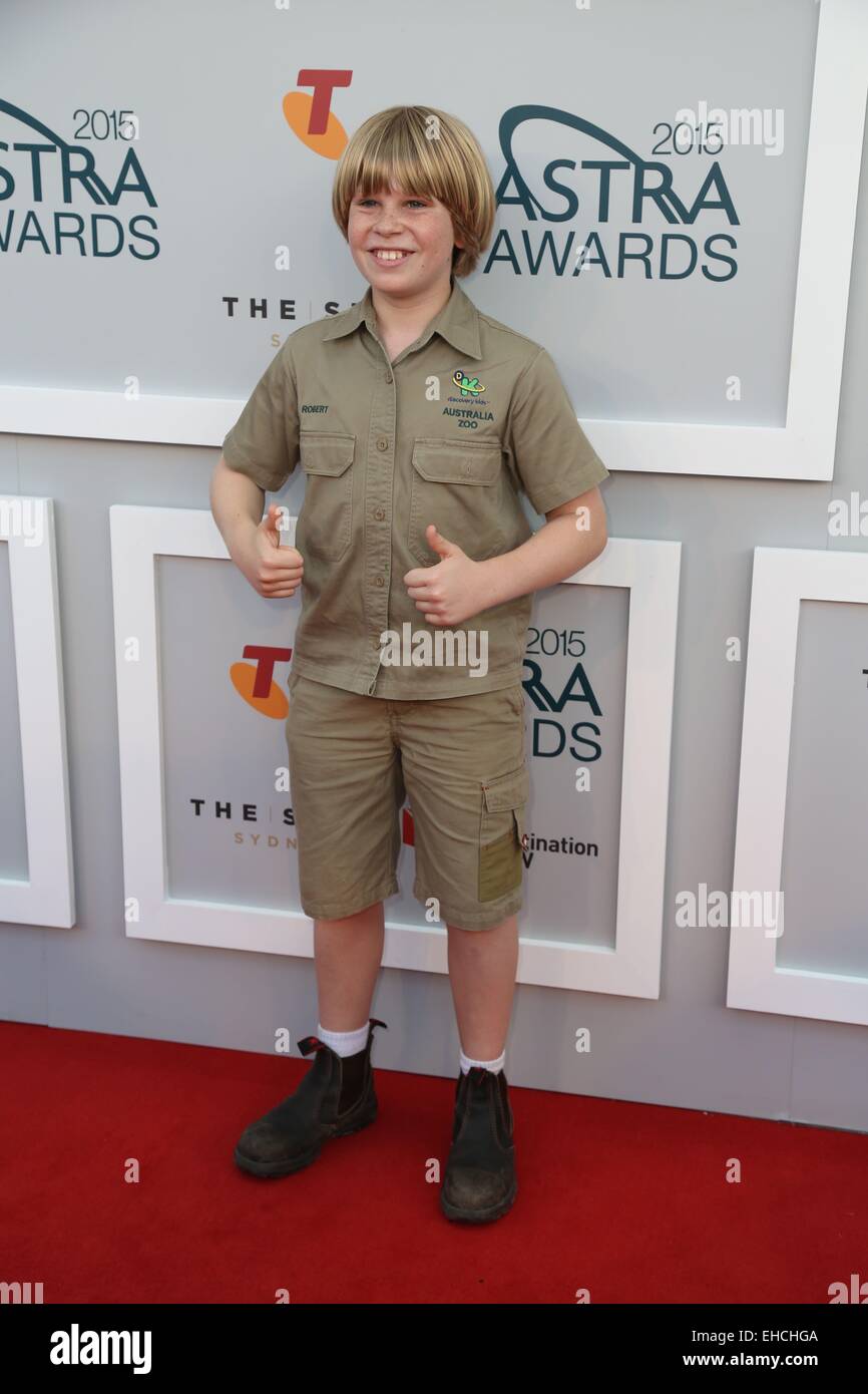Sydney, Australia. Il 12 marzo 2015. L'ASTRA Awards premiano i migliori in abbonamento televisivo. Celebrità sono arrivati sul tappeto rosso alla Star a Sydney, in Australia. Nella foto è Robert Irwin. Credito: Richard Milnes/Alamy Live News Foto Stock