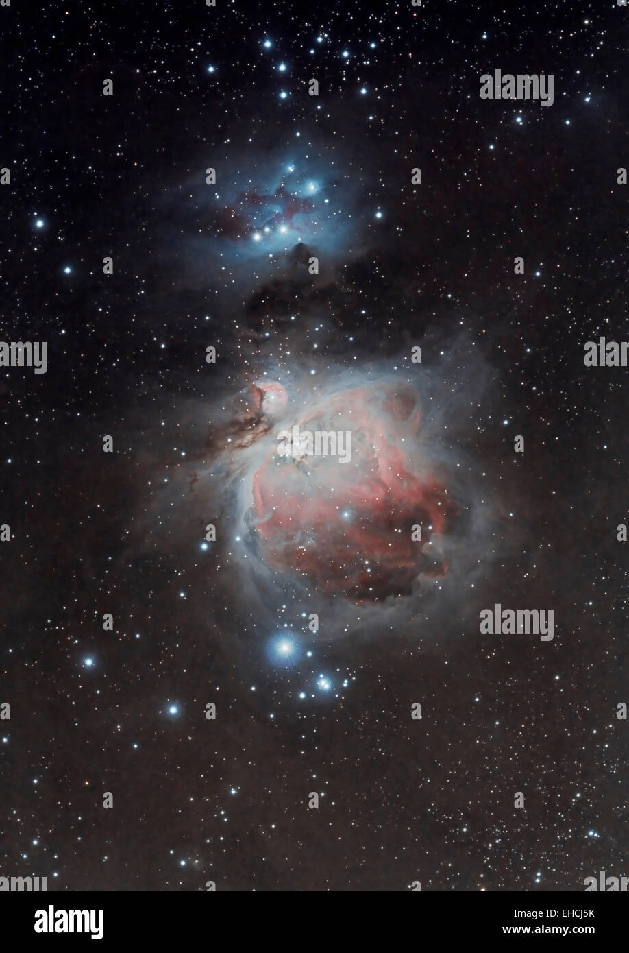La grande nebulosa di Orione e il Running Man Nebula Foto Stock