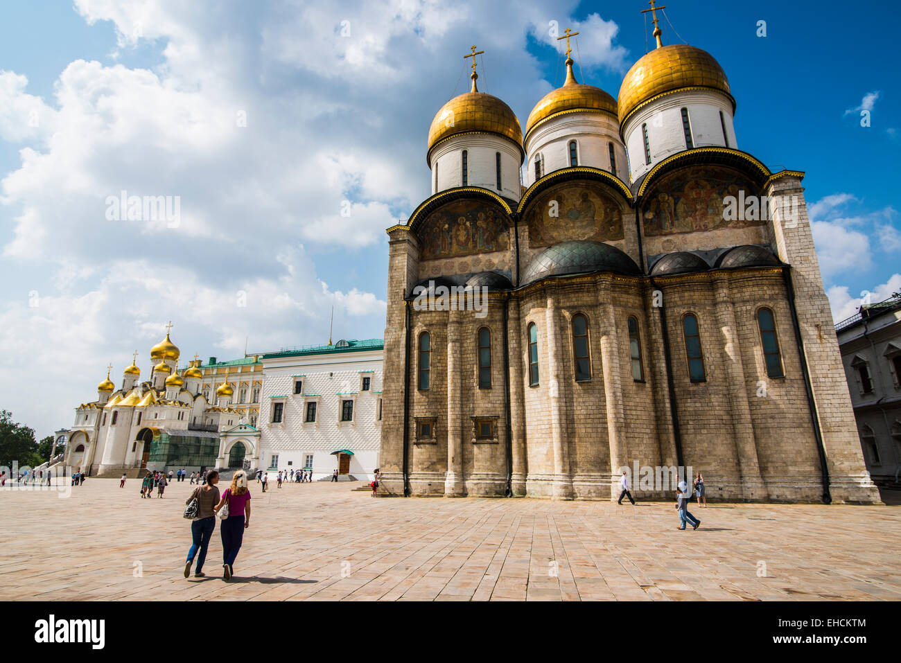 Cattedrale dell Assunzione su Sabornaya Square, il Cremlino di Mosca, Russia Foto Stock