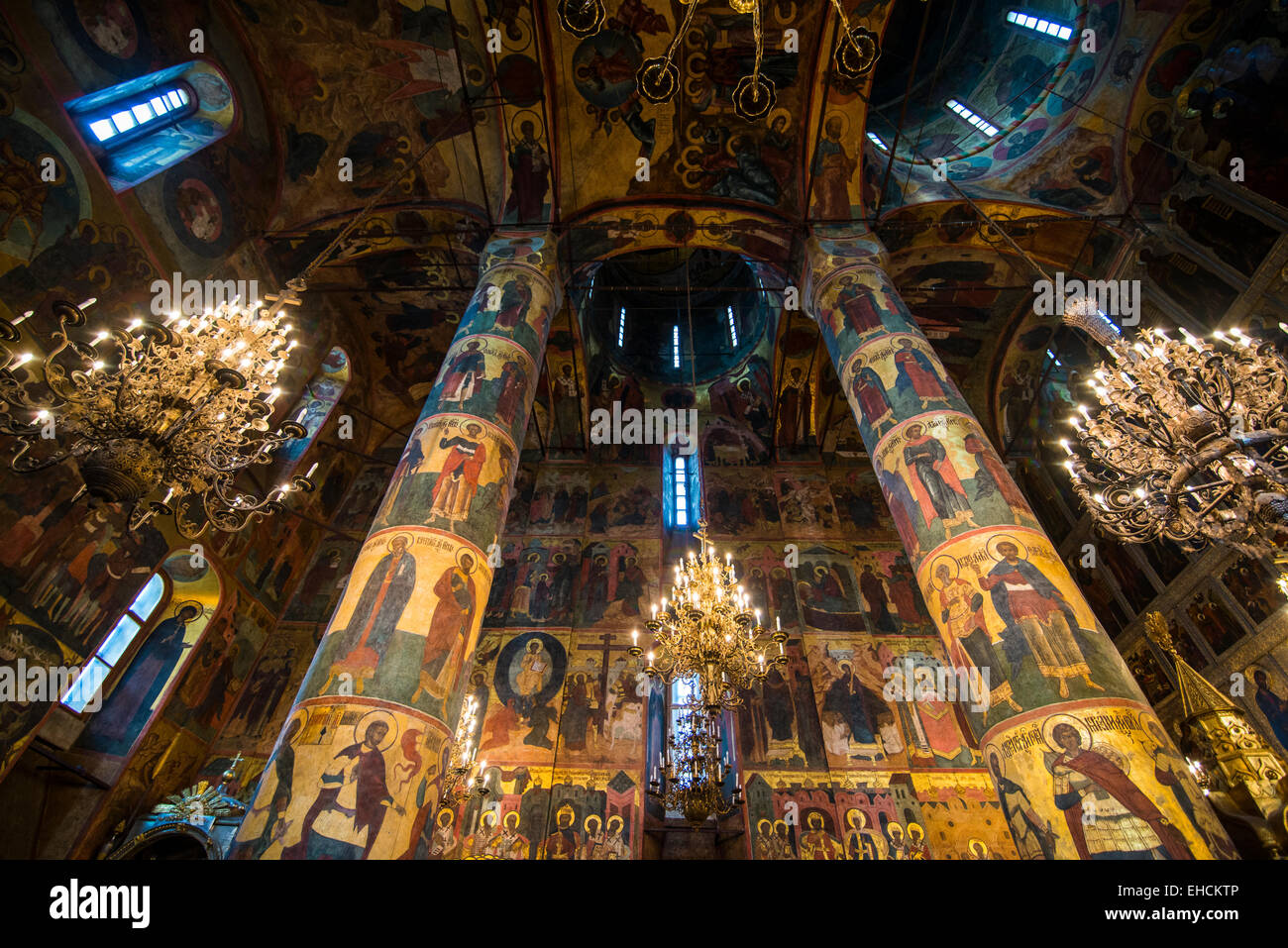 Pitture Murali, Cattedrale dell'Assunzione, il Cremlino di Mosca, Russia Foto Stock