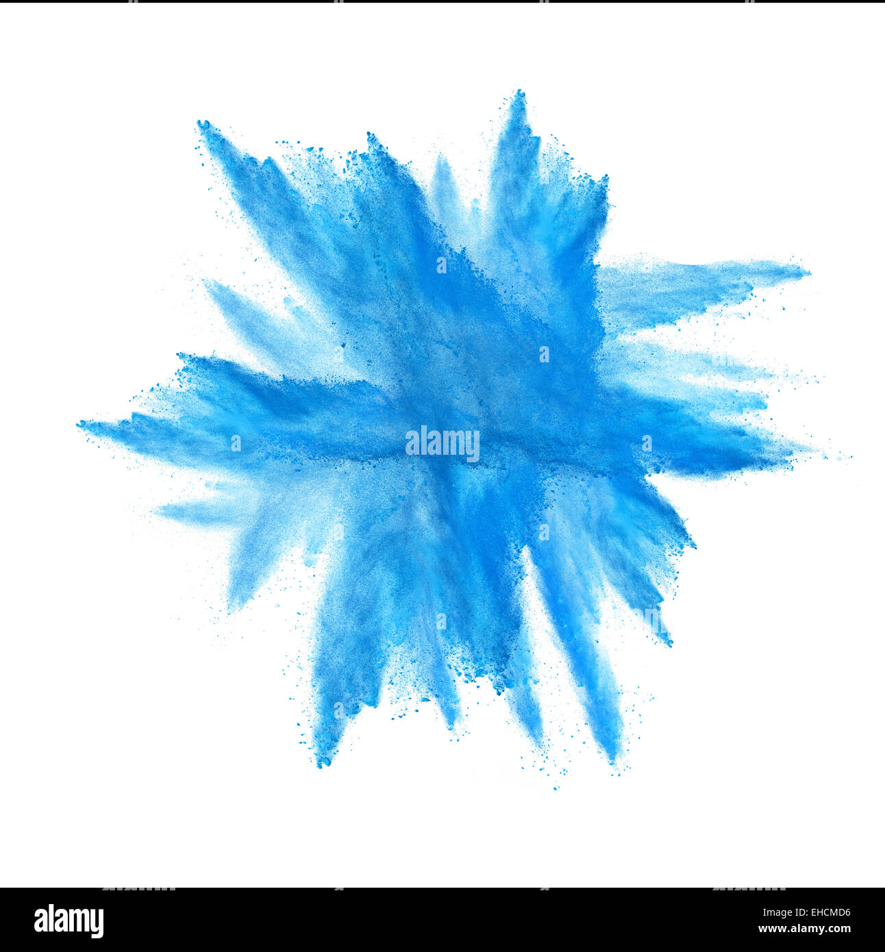 Bloccare il movimento della polvere blu esplosione isolati su sfondo bianco Foto Stock