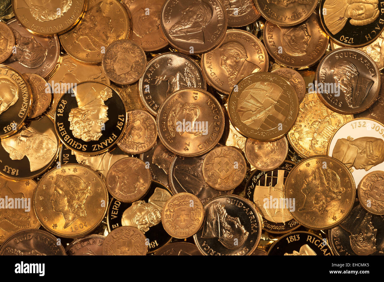 Monete d'oro Foto Stock
