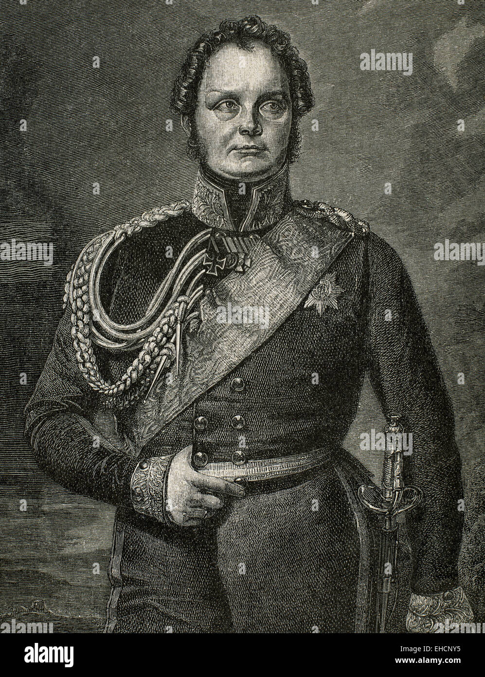 Federico Guglielmo IV di Prussia (1795-1861). Re di Prusia 1840-1861. Ritratto. Incisione di Niedermann. Xix secolo. Foto Stock