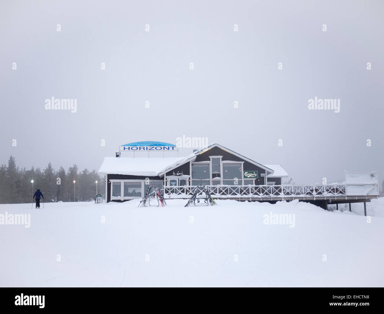 La Horizont mountain cafe e ristorante presso la stazione sciistica di Levi in Lapponia Finlandia Foto Stock