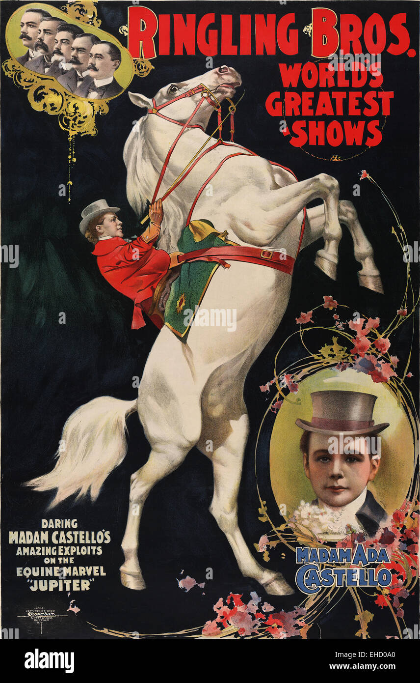 Il RINGLING BROS circus poster su 1900 con i fratelli Ringling mostrato in alto a sinistra Foto Stock