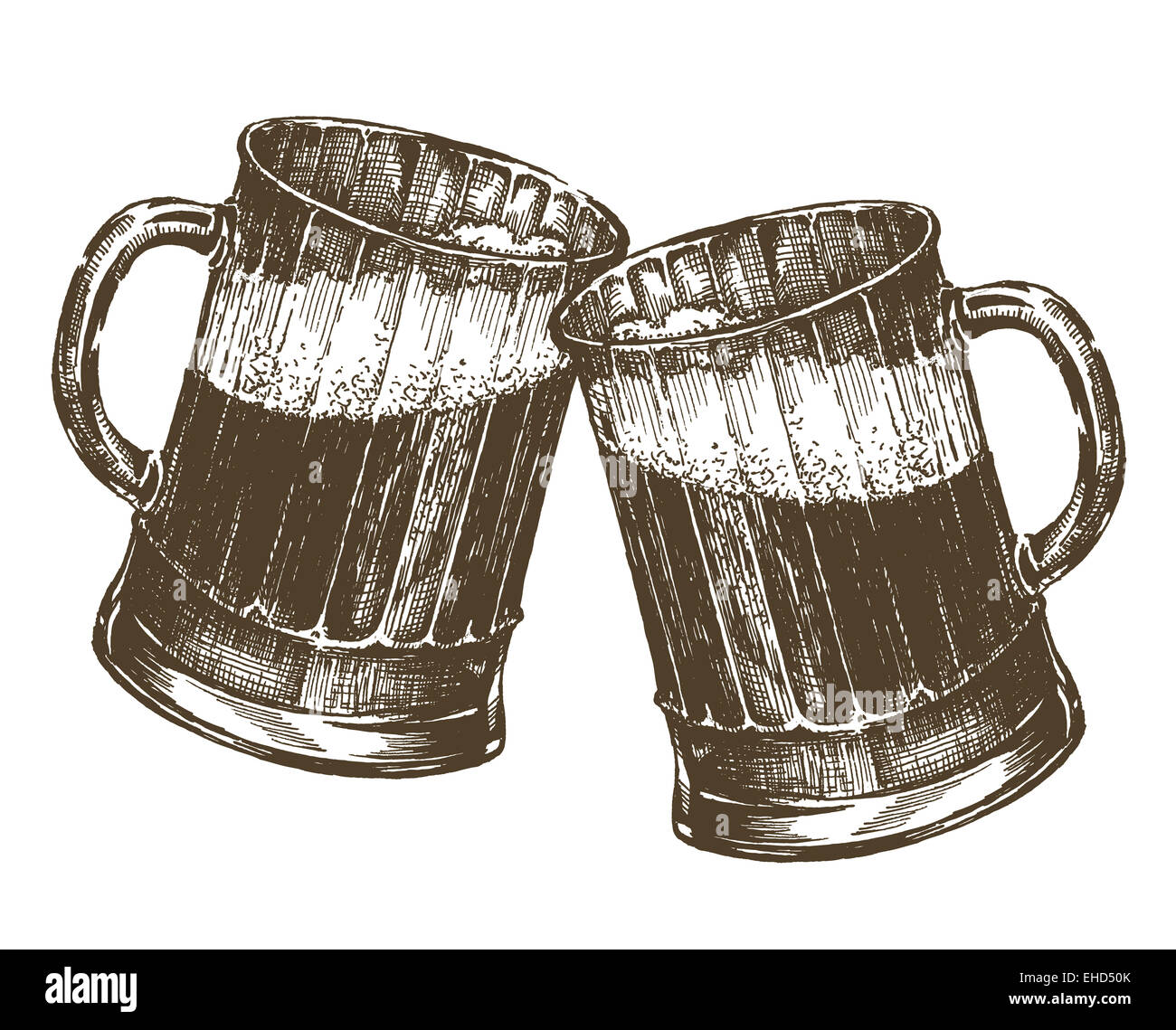 Schizzo. birra su uno sfondo bianco. illustrazione vettoriale Foto Stock