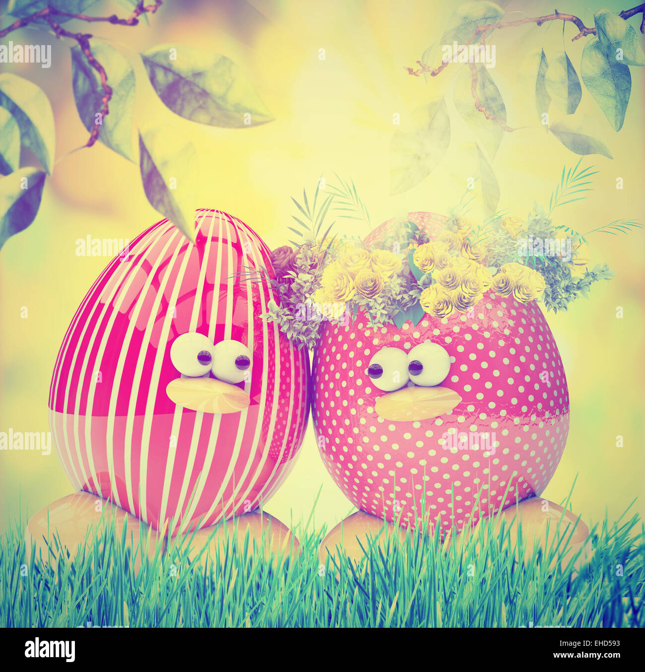 Uova pasquali dipinte Foto Stock
