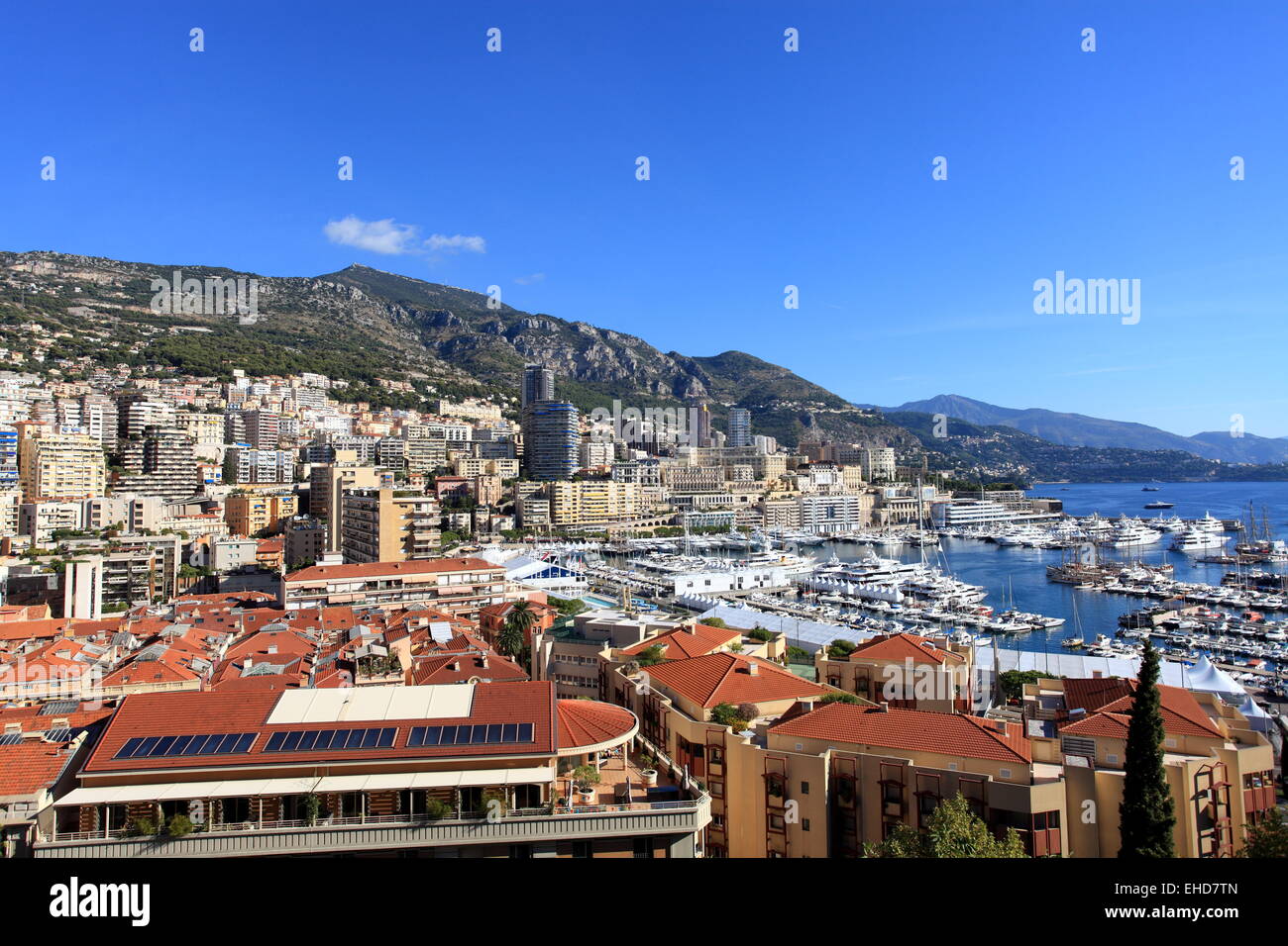 Vista dall'alto sopra il Principato di Monaco Foto Stock