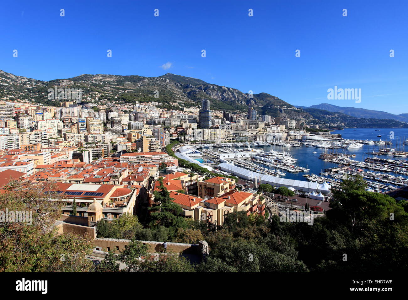 Vista dall'alto sopra il Principato di Monaco Foto Stock