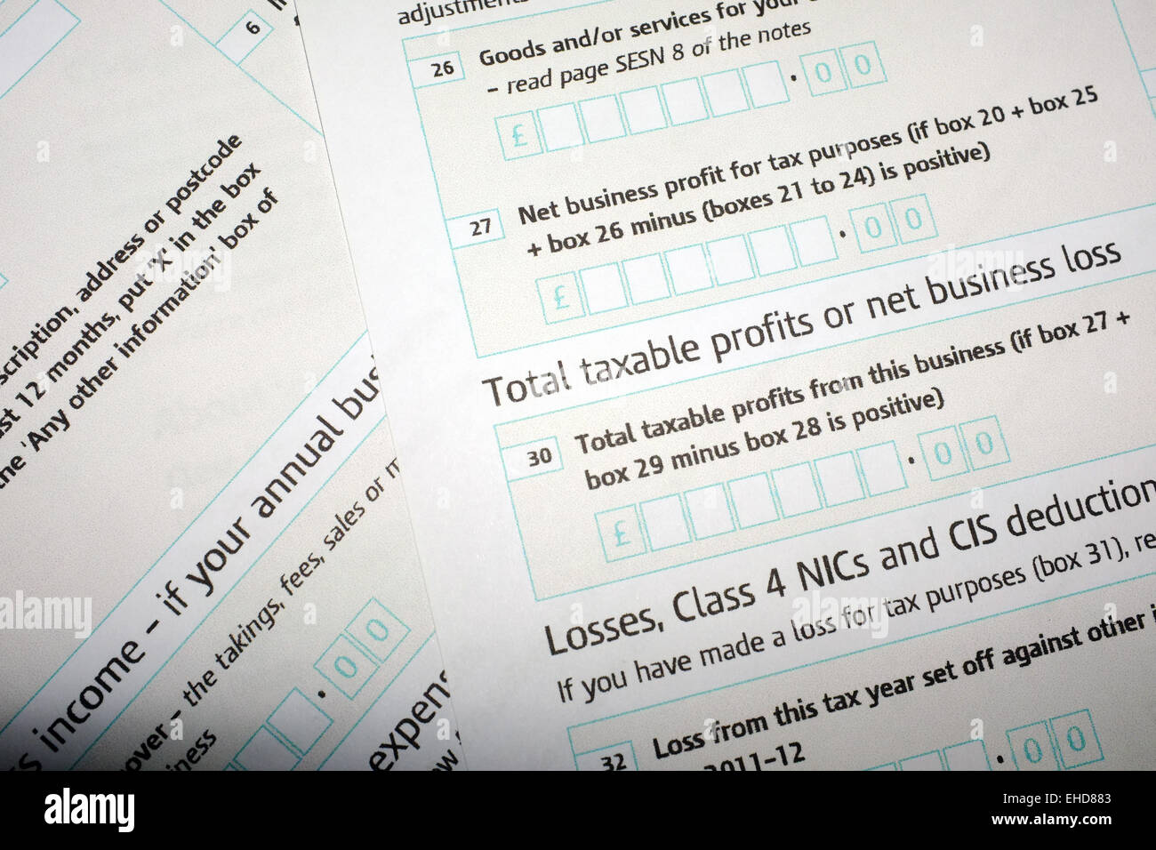 HMRC autonomi di ritorno fiscale scartoffie. Foto Stock