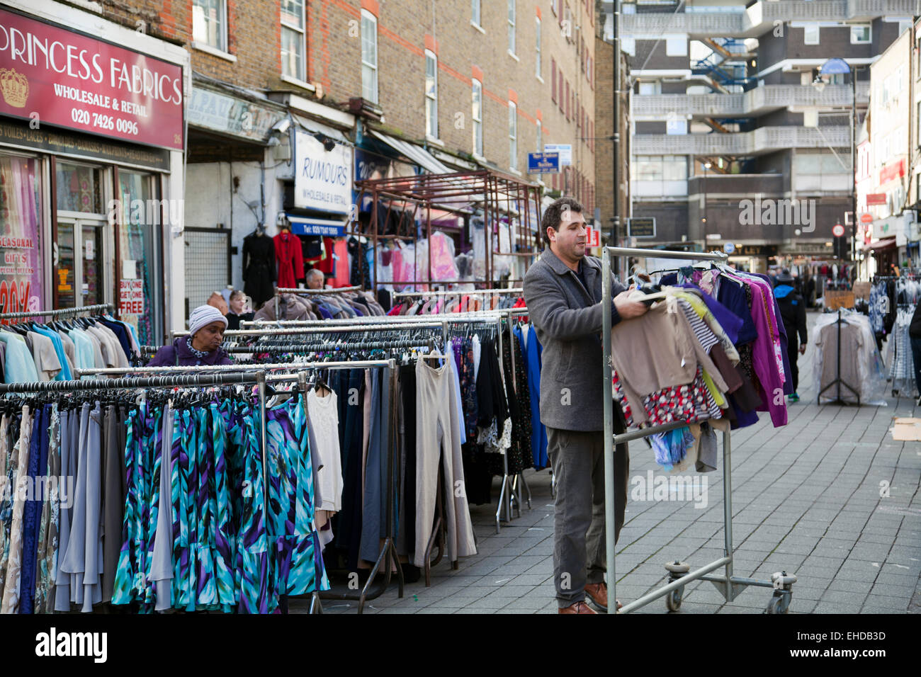 Petticoat Lane market nell'East End di Londra - Regno Unito Foto Stock