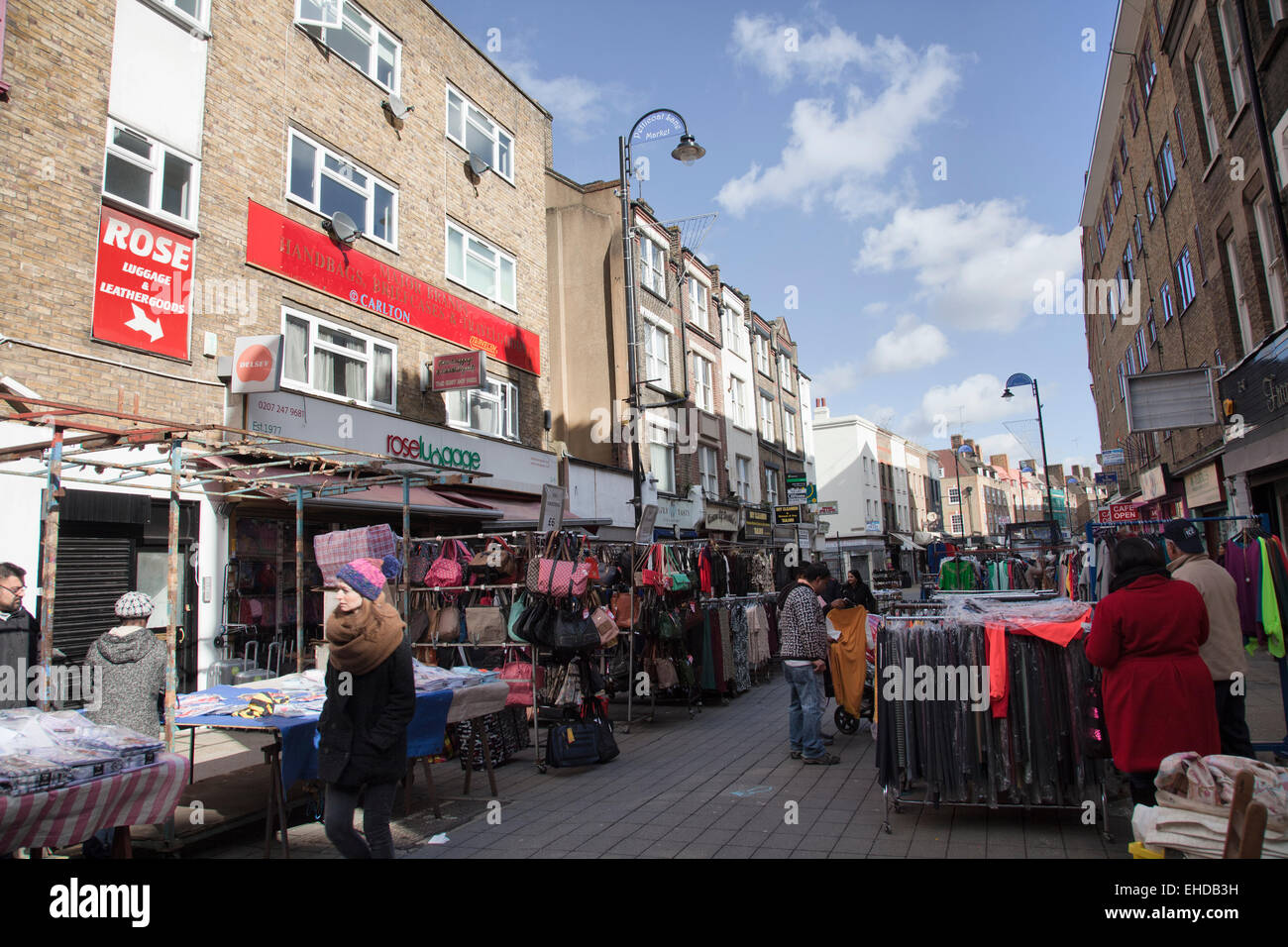 Petticoat Lane market nell'East End di Londra - Regno Unito Foto Stock